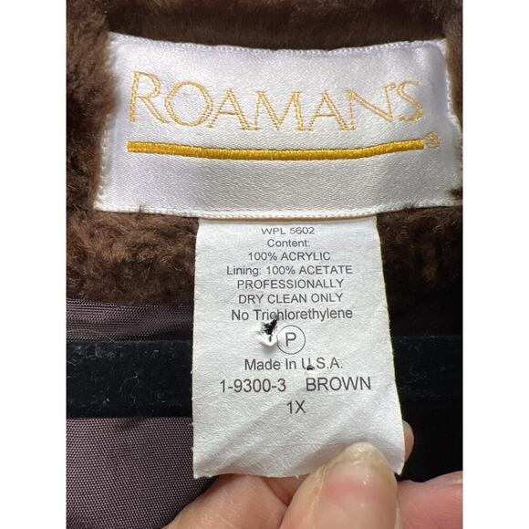 Vintage Roaman's Faux Fur Coat Plus Size Women's 1x Brown - Picture 2 of 12